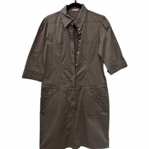 Oltre Khaki Rodeo Shirt Dress